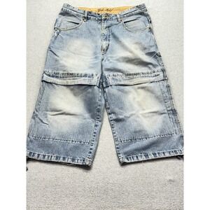 Gold Label Mens Baggy Denim Shorts Light Wash Y2K Wide Leg 36